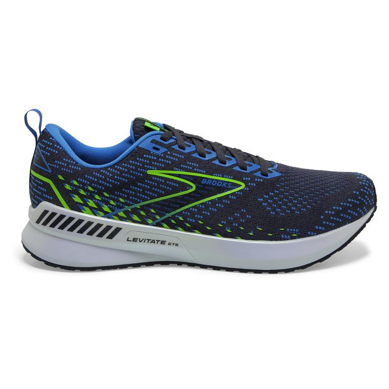 Brooks Levitate GTS 5 Springy Men's Road Running Shoes - India Ink/Blue/Green Gecko (35096-FQCL)